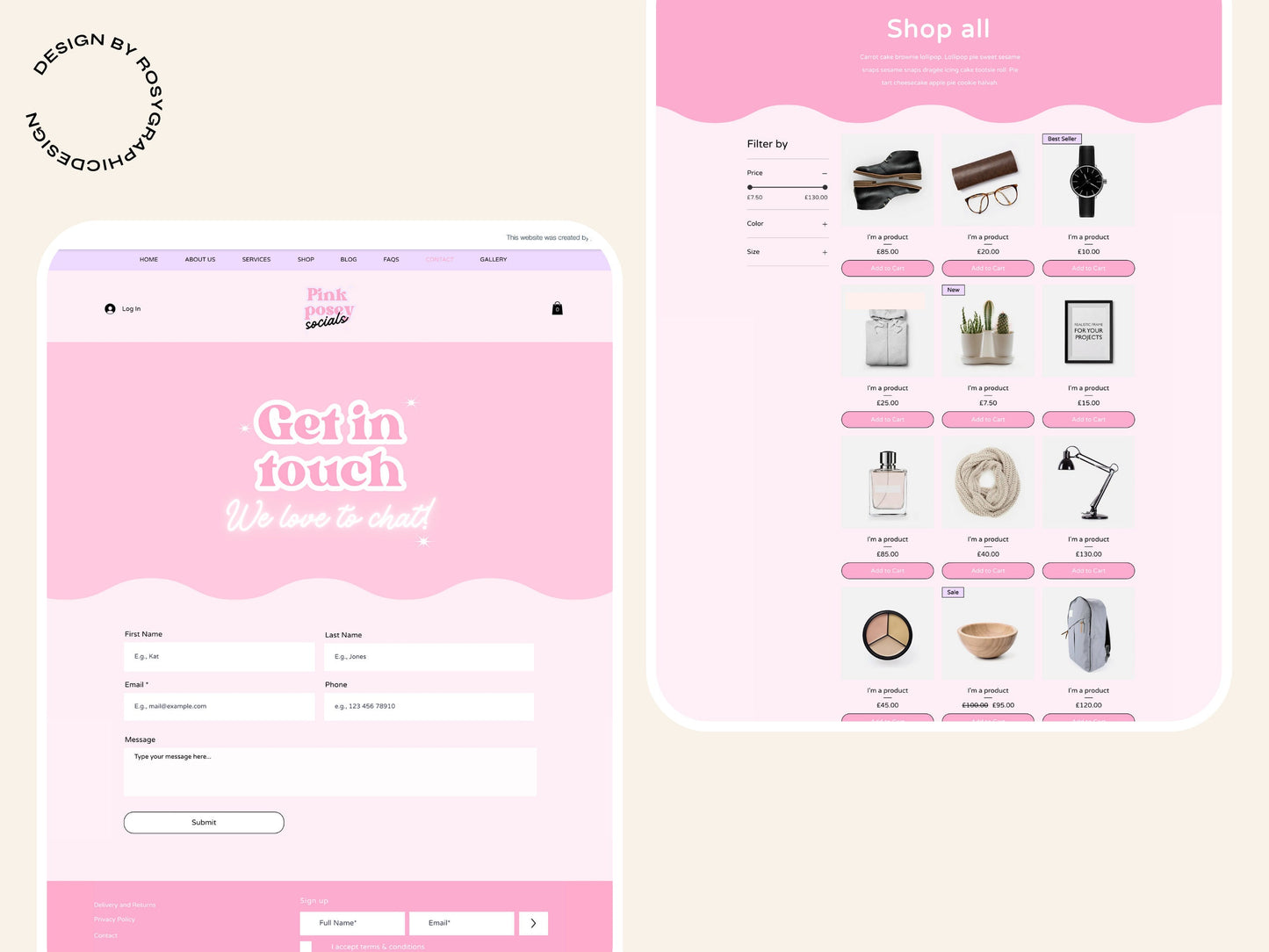 Wix website template - Pink Posey